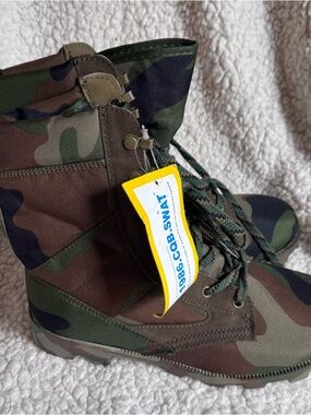 Camo Tactical Combat Boots - Green/Brown